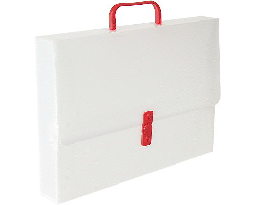 Valigetta portadisegni - polionda - dorso rigido - 28x38 cm - dorso 8 cm -  bianco - accessori colori assortiti