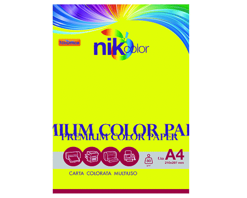 CARTA FOTOCOPIE COLORATA 210 x 297mm 80gr GIALLO FLUO 100ff A4