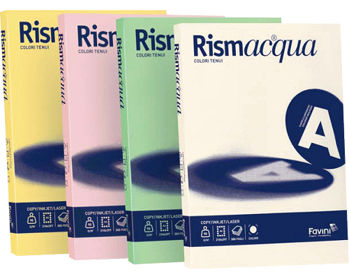 CARTA FOTOCOPIE COLORATA RISMACQUA 210 x 297mm 200gr GHIACCIO 125ff A4