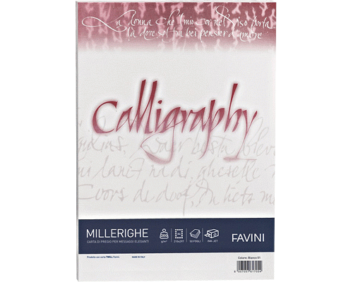 CARTA CALLIGRAPHY MILLERIGHE 200gr FOGLI BIANCO 210 x 297mm A4 50pz.