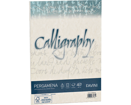 CARTA CALLIGRAPHY PERGAMENA 190gr FOGLI BIANCO 210 z x 297mm A4 50pz.