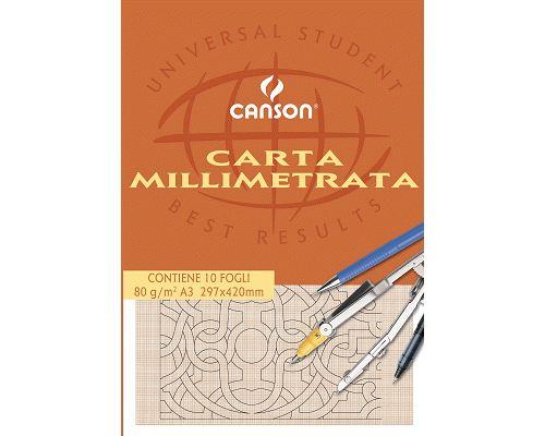 BLOCCO CARTA MILLIMETRATO 297 x 420mm 80gr 10ff LISCIO