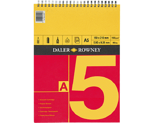 BLOCCO SCHIZZI RED & YELLOW BIANCO SPIRALE IN ALTO 150 x 210mm 150gr 25ff