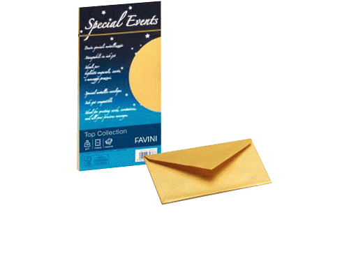 CARTA SPECIALE METALLIZZATA 120gr BUSTE ORO 110 x 220mm 10pz.