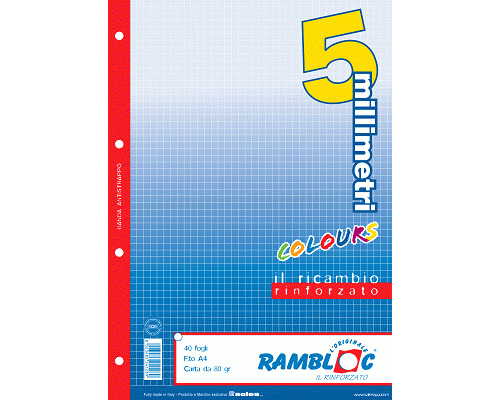 RICAMBI PROTOCOLLO 210 x 297mm AZZURROff 40 RINFORZATO 80gr 5MM