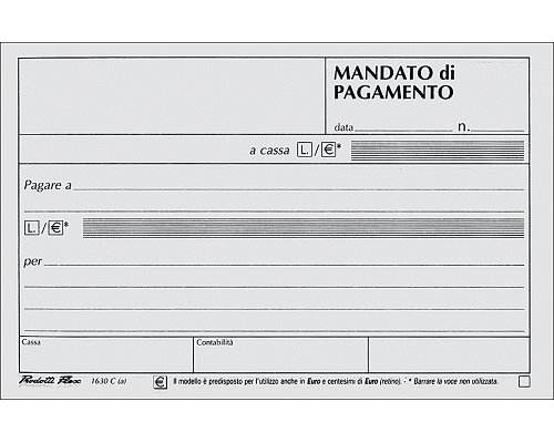 BLOCCO MANDATI DI PAGAMENTO 173 x 99mm 50 X 2 AUTORICALCANTIcop/fg