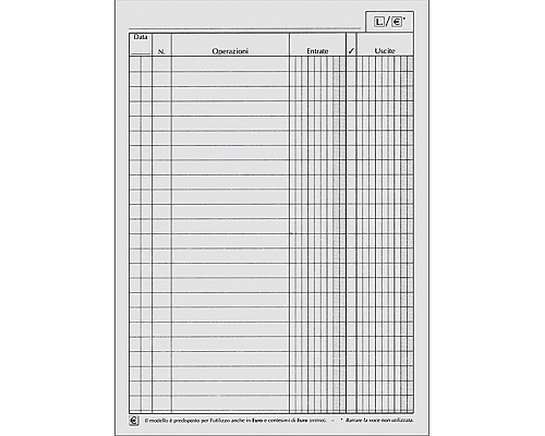 REGISTRO ENTRATE E USCITE CASSA 148 x 210mm 25 PAGINE 50cop/fg