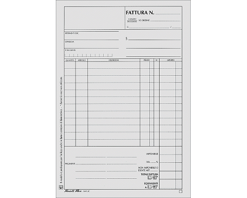 BLOCCO FATTURA A 1 ALIQUOTA 215 x 148mm 50 X 2 AUTORICALCANTIcop/fg