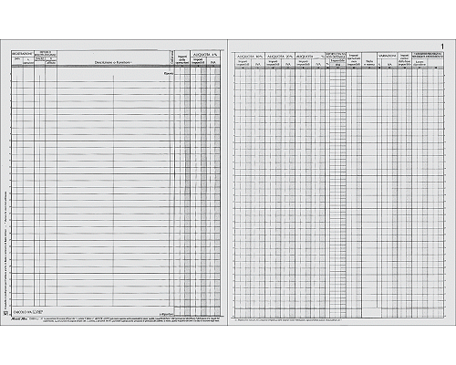 REGISTRO DEGLI ACQUISTI 245 x 310mm PAGINE NUMERATE 22cop/fg