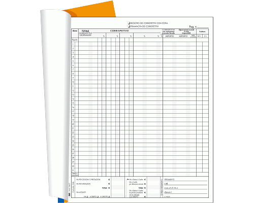 REGISTRO DEI CORRISPETTIVI 230 x 297mm 13 X 2 AUTORICALCANTIcop/fg