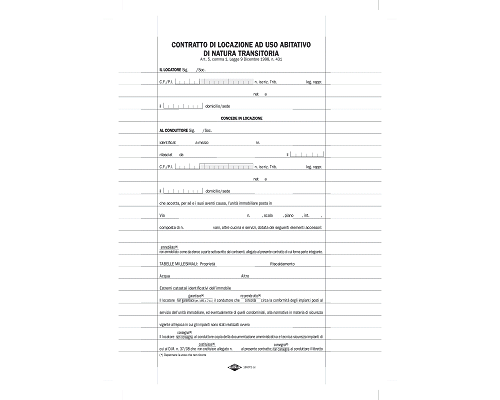 MODULO CONTRATTO DI LOCAZIONE ABITAZIONE TRANSITORIA 210 x 2 