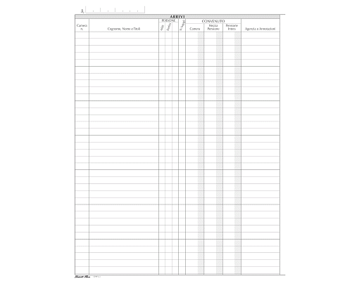 REGISTRO ARRIVI E PARTENZE ALBERGHI 240 x 310mm 97 PAGINE 