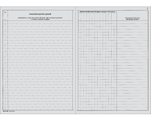 REGISTRO GIORNALE DEI LAVORI 245 x 310mm PAGINE NUMERATE 49cop/fg