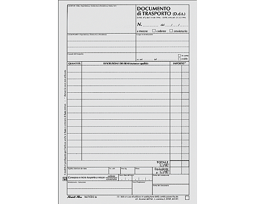 BLOCCO DOCUMENTI DI TRASPORTO DDT E FATTURA 140 x 230mm 33 X 3 AUTORICALCANTIcop/fg