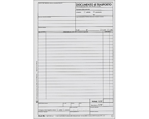 BLOCCO DOCUMENTO DI TRASPORTO DDT 148 x 230mm 33 X 3 AUTORICALCANTIcop/fg