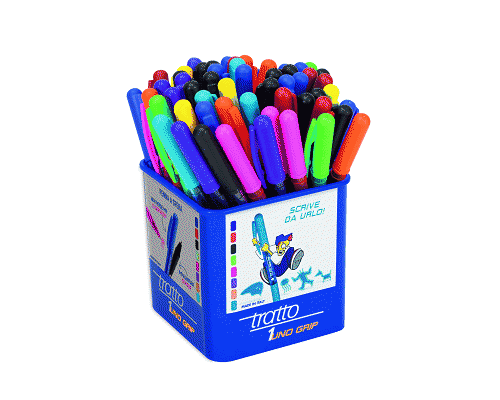 PENNA A SFERA A SCATTO TRATTO 1 GRIP PERMANENTE ASSORTITI BARATTOLO 60 PZ