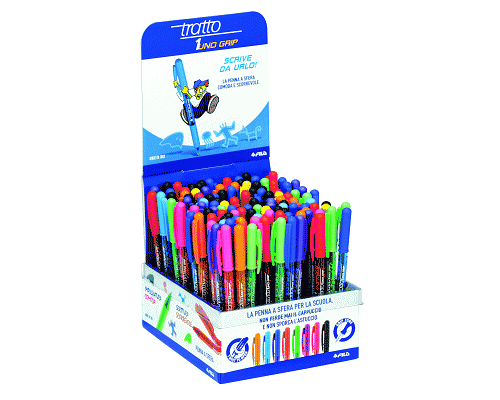 PENNA A SFERA A SCATTO TRATTO 1 GRIP PERMANENTE ASSORTITI ESPOSITORE 120 PZ
