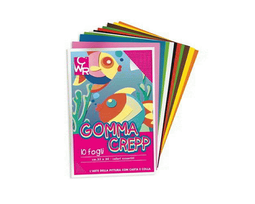 GOMMA CREPP FOGLI 10fg 33 X 50cm ASS.TI