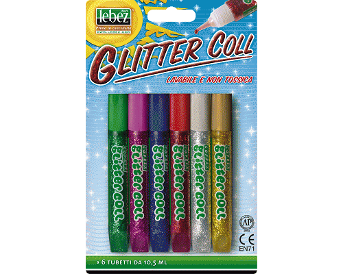 COLLA GLITTER TUBETTO 6pz 10,5ml ASSORTITI