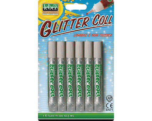 COLLA GLITTER TUBETTO 6pz 10,5ml ARGENTO