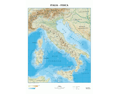 CARTINE GEOGRAFICHE DIDASCALIA FISICA POLITICA CM.21x29,7 ITALIA 15.20