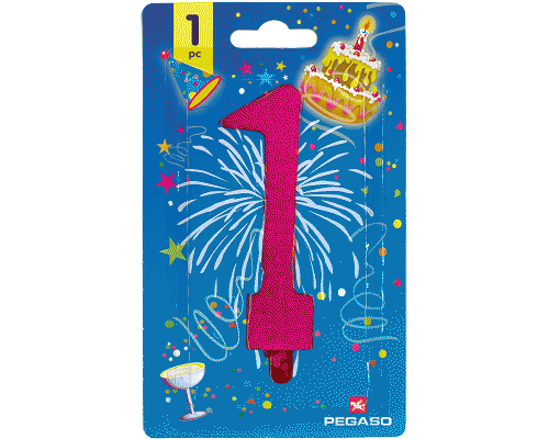 CANDELE NUMERATE h 11,5cm NR.1 ROSSO