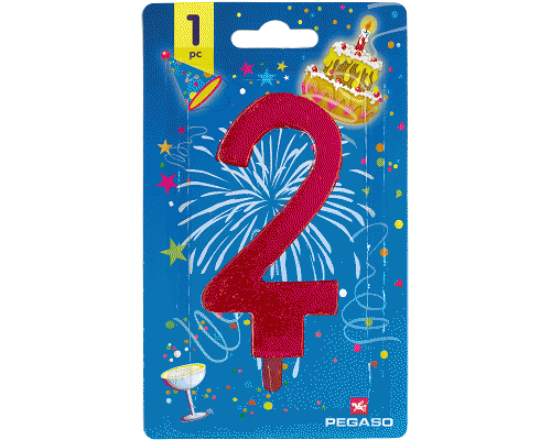 CANDELE NUMERATE h 11,5cm NR.2 ROSSO