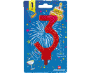 CANDELE NUMERATE h 11,5cm NR.3 ROSSO