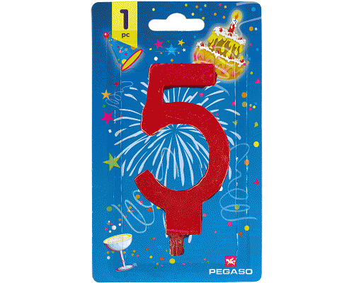 CANDELE NUMERATE h 11,5cm NR.5 ROSSO