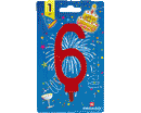 CANDELE NUMERATE h 11,5cm NR.6 ROSSO