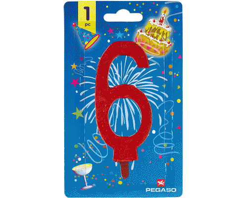 CANDELE NUMERATE h 11,5cm NR.6 ROSSO