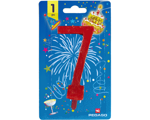 CANDELE NUMERATE h 11,5cm NR.7 ROSSO