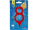 CANDELE NUMERATE h 11,5cm NR.8 ROSSO