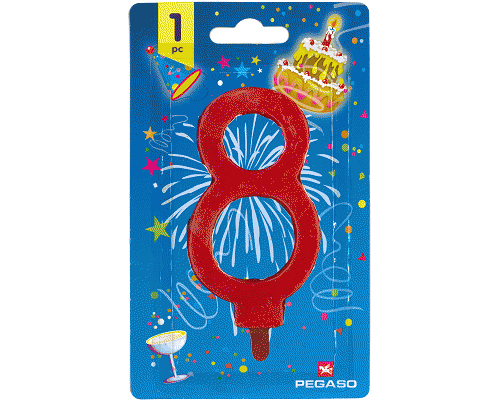 CANDELE NUMERATE h 11,5cm NR.8 ROSSO