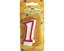 CANDELE NUMERATE CONTORNO ROSSO 6pzh 7,5cm NR.1