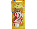 CANDELE NUMERATE CONTORNO ROSSO 6pzh 7,5cm NR.2