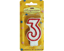 CANDELE NUMERATE CONTORNO ROSSO 6pzh 7,5cm NR.3