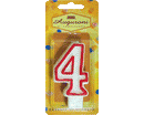 CANDELE NUMERATE CONTORNO ROSSO 6pzh 7,5cm NR.4