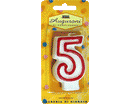 CANDELE NUMERATE CONTORNO ROSSO 6pzh 7,5cm NR.5