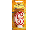 CANDELE NUMERATE CONTORNO ROSSO 6pzh 7,5cm NR.6
