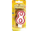 CANDELE NUMERATE CONTORNO ROSSO 6pzh 7,5cm NR.8