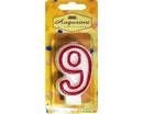 CANDELE NUMERATE CONTORNO ROSSO 6pzh 7,5cm NR.9
